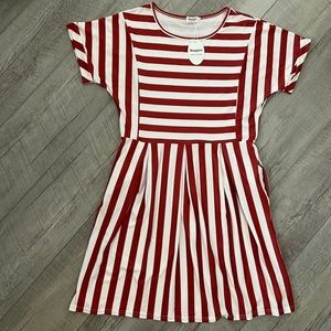 Naggoo Womens Summer Striped Short‎ Sleeve T-Shirt Dress Casual White And Wine